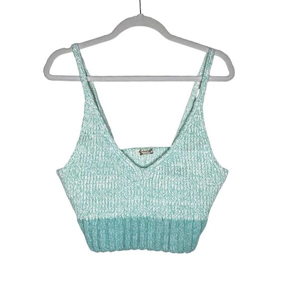 Free People Intimately Here All Day Knit Bralette Brami Crop Top Blue Medium - Picture 2 of 10